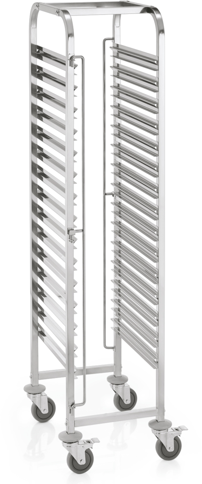 GN Regalwagen 1/1 für 15 Behälter/30 Tabletts, Chromnickelstahl