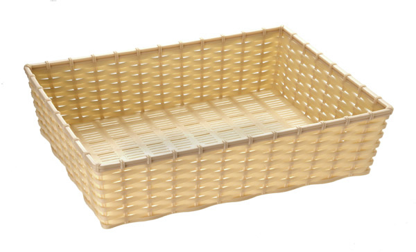 Korb -WICKER-LOOK- 39,5 x 29,5 cm, H: 10 cm , Schwarz
