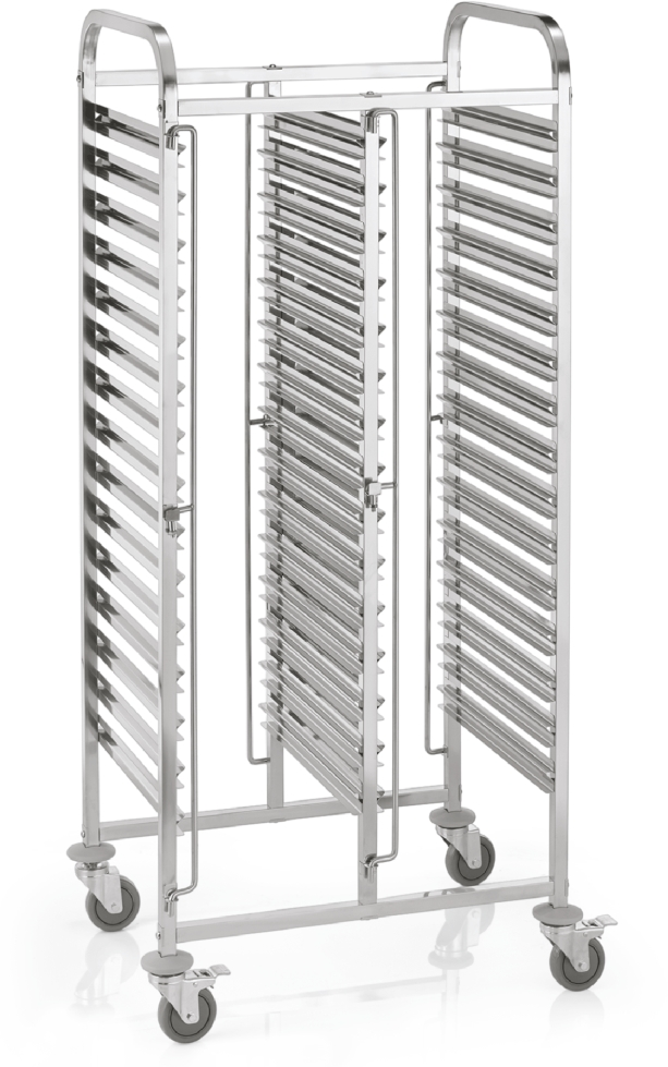 GN Regalwagen 1/1 für 30 Behälter/60 Tabletts, Chromnickelstahl