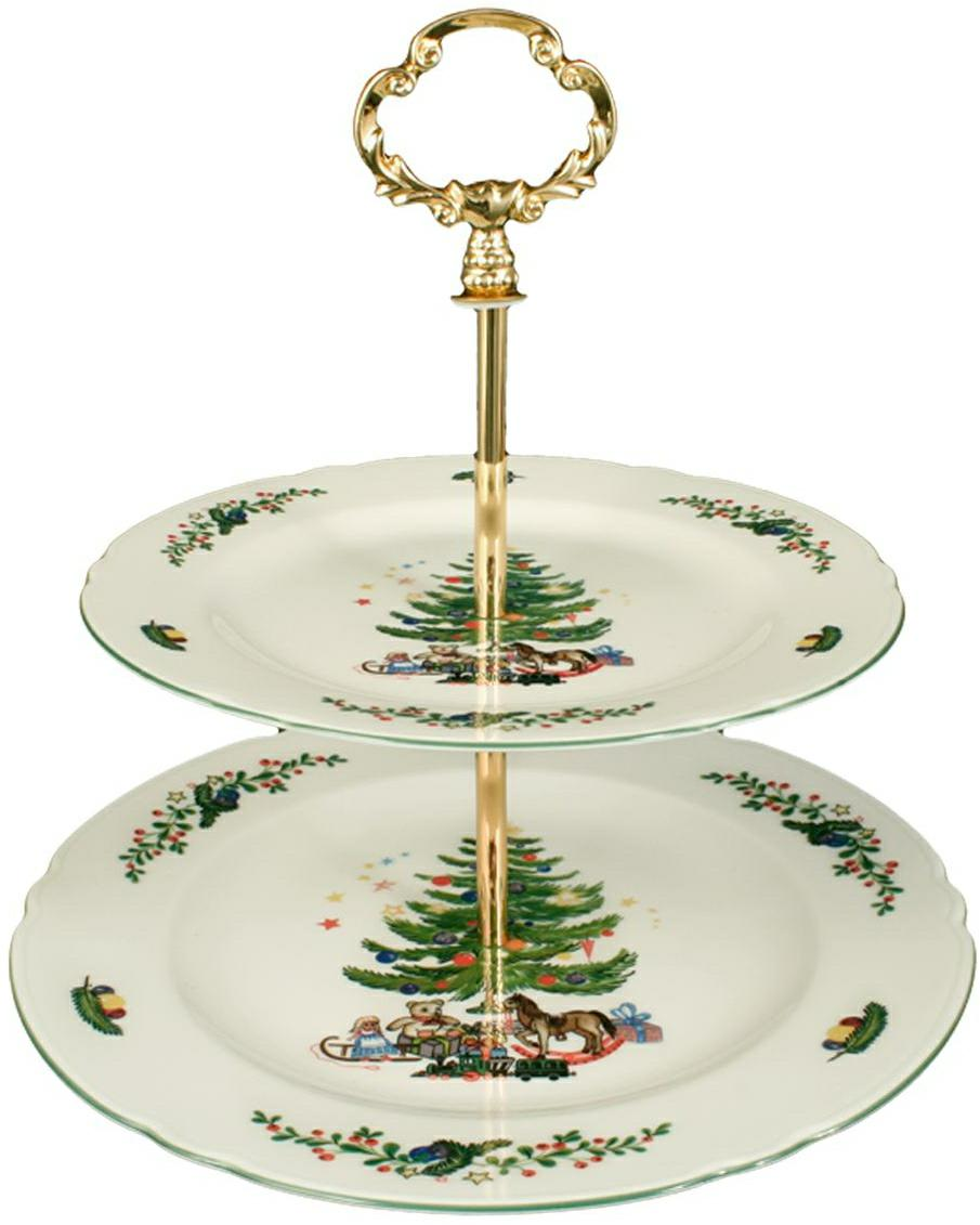 Seltmann Etagere 2-teilig -Marieluise- rund mit Relief traditionell - Dekor: 43607 - Weihnachten