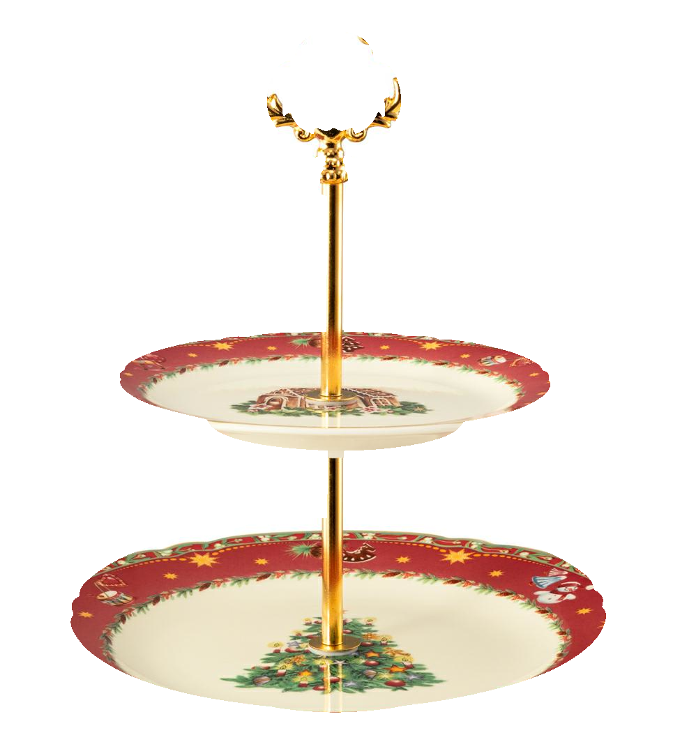 Seltmann Etagere 2-teilig -Marieluise- rund mit Relief traditionell - Dekor: Weihnachtsnostalgie