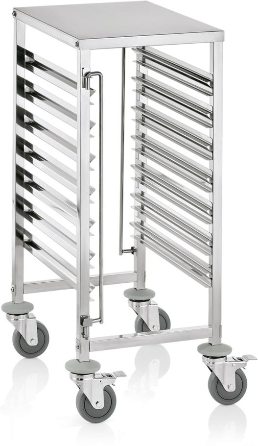 GN Regalwagen 1/1 für 7 Behälter/14 Tabletts, Chromnickelstahl