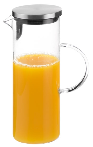 Glas-Karaffe Ø 9,5 cm, H: 27 cm, 1,5 Liter , Edelstahl