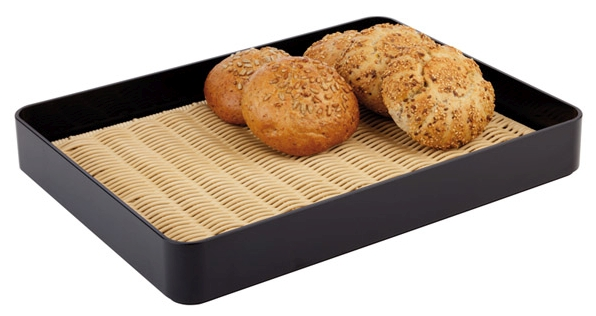 Auslage Tablett, flach 40 x 30 cm, H: 1 cm , hellbeige