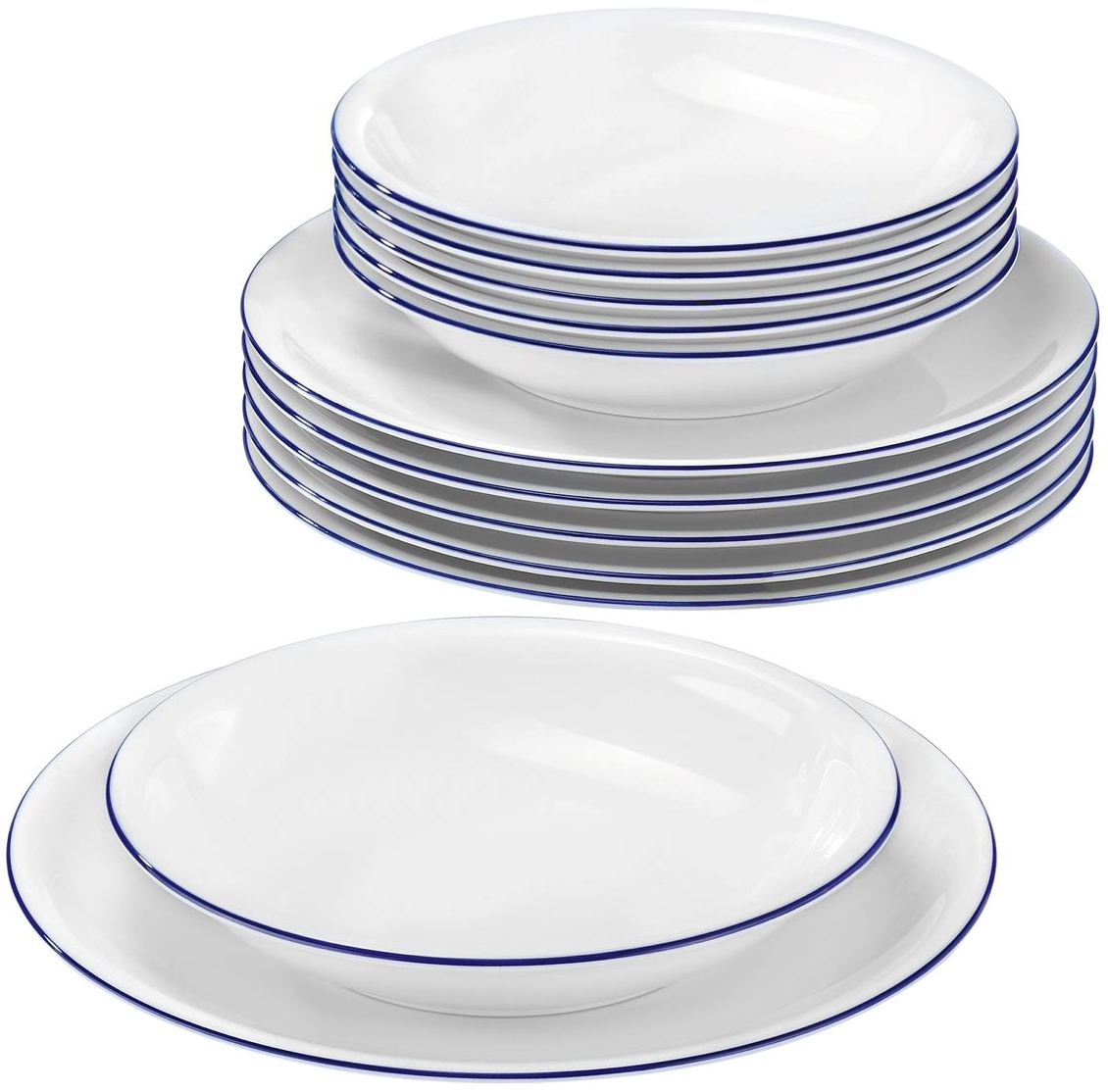 Seltmann Tafelservice 12-teilig -Compact- rund zeitlos - Dekor: 10795 - Blaurand