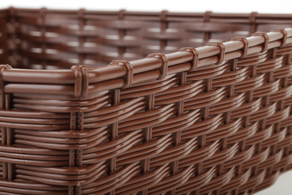 Korb -WICKER-LOOK- 39,5 x 29,5 cm, H: 10 cm , Braun