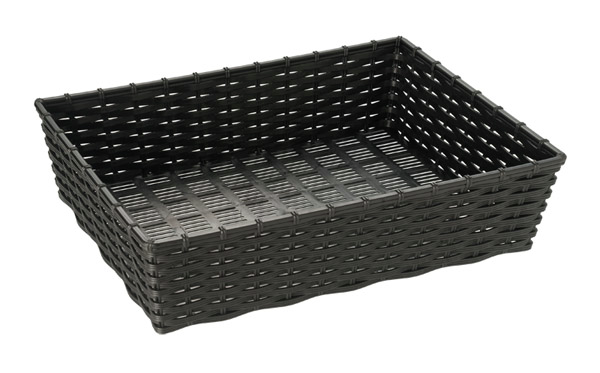 Korb -WICKER-LOOK- 39,5 x 29,5 cm, H: 10 cm , Schwarz