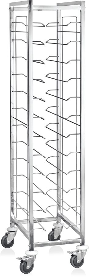 GN Tablettwagen 1/1 für 12 Tabletts, 60 x 39 x 180 cm, Chromnickelstahl